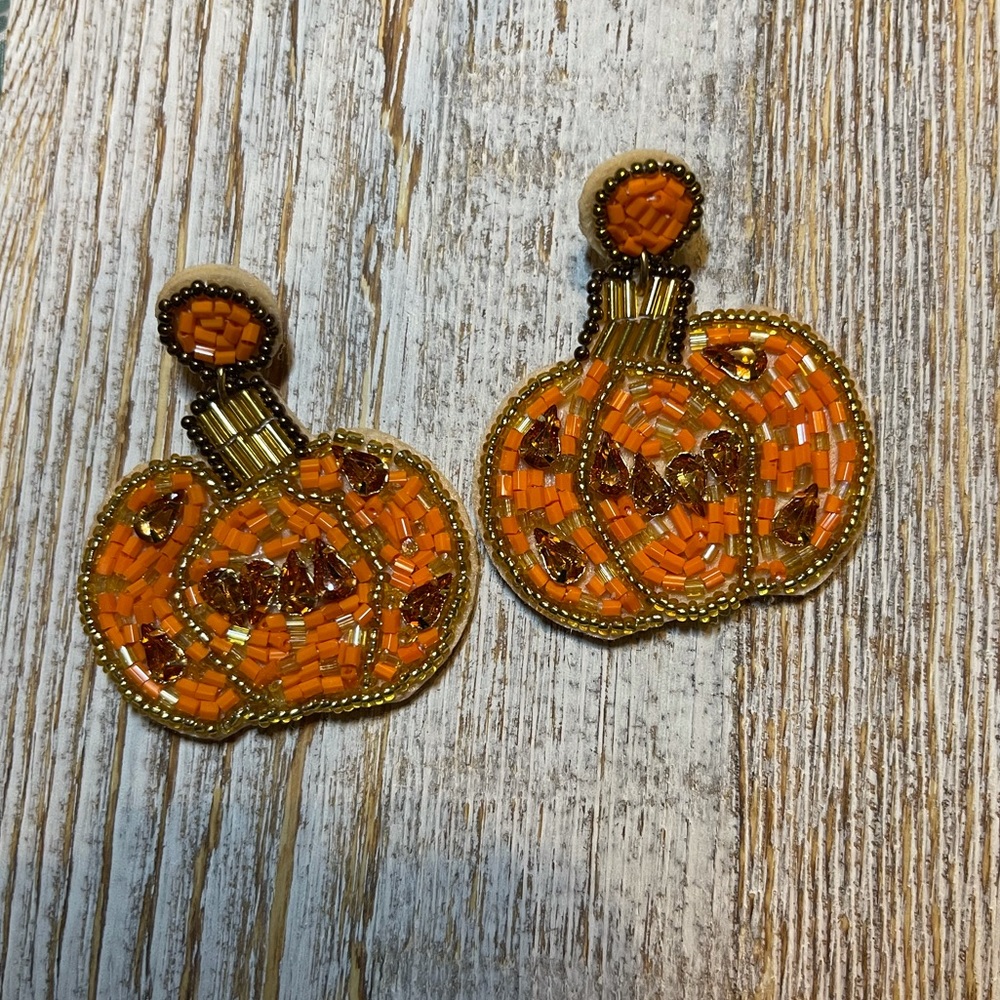 Beaded Pumpkin Earrings